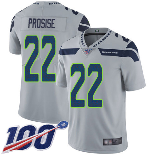 Seattle Seahawks Limited Grey Men C. J. Prosise Alternate Jersey NFL Football 22 100th Season Vapor Untouchable